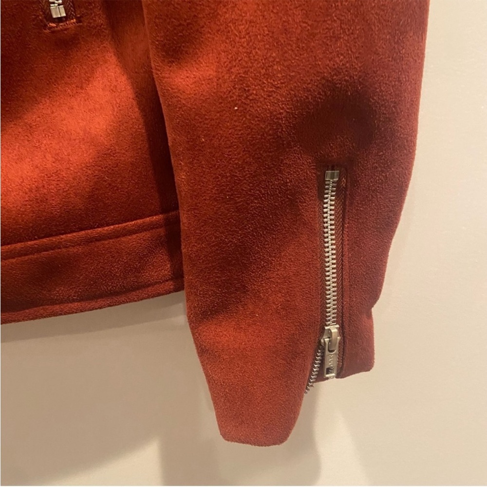 ASOS Rust Red Suede Biker Jacket - Picture 8 of 10